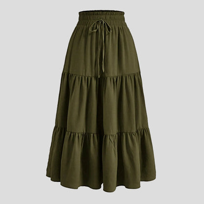 Women'S Boho Vintage Floral Print Maxi Skirt Elastic High Waist Pleated Flowy A Line Long Skirts