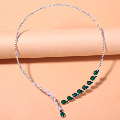 Vintage Open Rhinestones Collar Water Droplets Pendant Necklace