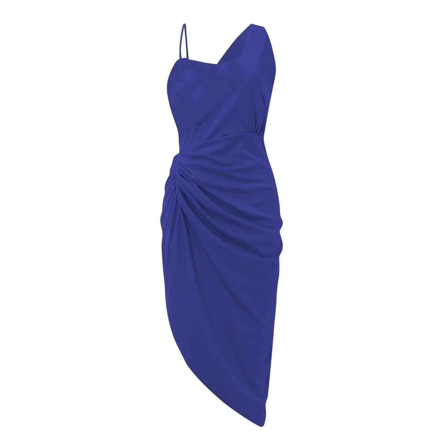 Women's Solid Color Sexy Slit Maxi Smocked One Shoulder Evening Dress