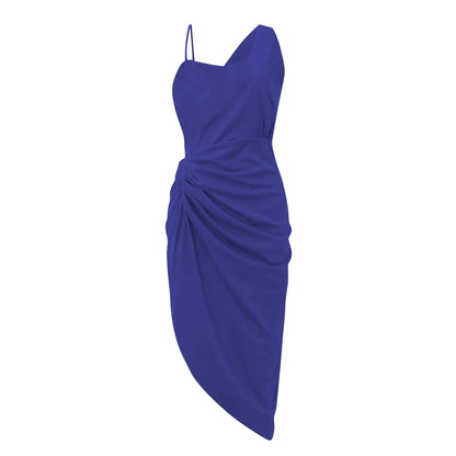 Women's Solid Color Sexy Slit Maxi Smocked One Shoulder Evening Dress