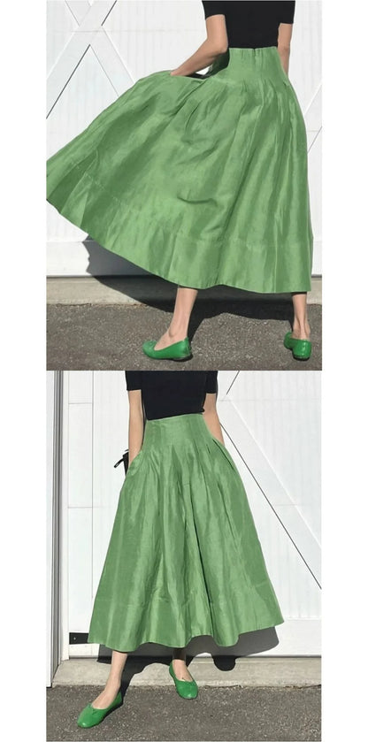 French elegant retro umbrella skirt fluffy skirt high quality ladies midi skirt