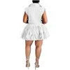 Women's Sleeveless Shirt and Short Skirt Set, Solid Color, Sexy, Sleeveless, Pleated, Elegant, Summer Set