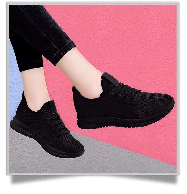 Women's Breathable Casual Shoes Running Shoes Black Sneakers Shoes for Women