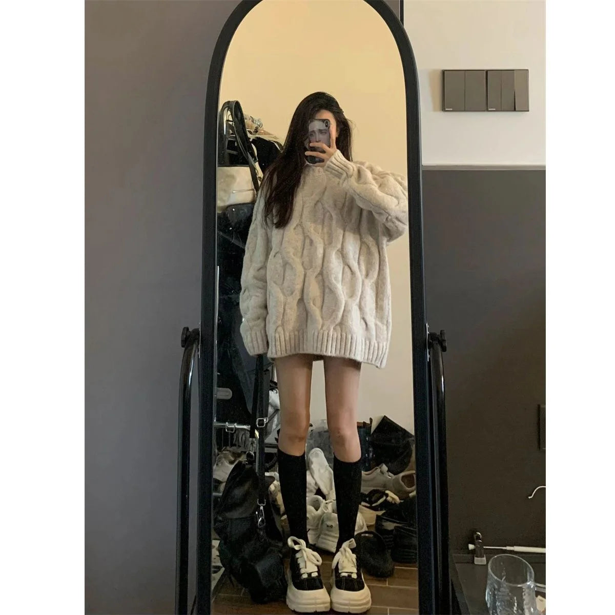 Deeptown Vintage Twist Women Sweater Harajuku Korean Knitted Pullovers