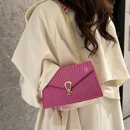 Crocodile Pattern Shoulder Bags For Women Chains Square Bag Crossbody Handbag