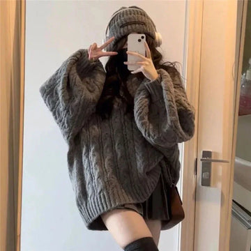 Oversized Knitted Long Sleeve Pullover for Women