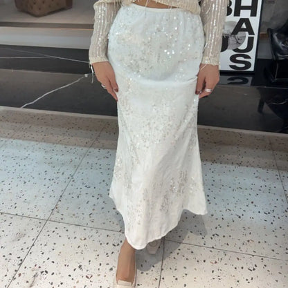 French Velvet Fishtail Skirt Sequin Beaded Embroidery Skirt