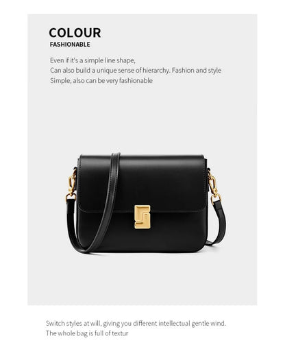 Genuine Leather Women Crossbody Bag Luxury Design Small Square Bag Cowhide Women's Bag