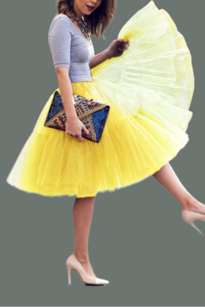 Fluffy Tulle Skirt Petticoat Adult Elastic Waist Underskirt Layers Bridal Midi Tutu Skirts Women Prom Evening