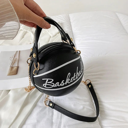 Basketball Shaped Crossbody Bag, Trendy Y2K Chain Shoulder Bag