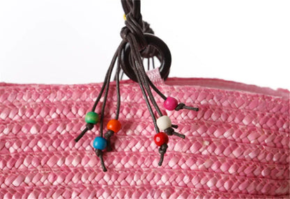 Bohemian Hand Embroidered Starfish Straw Woven Bag Beaded Handbags For Ladies