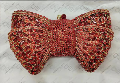Rhinestone Green/Black Clutch Purse Bow Luxury Diamond Evening Clutches Wedding Bridal Bag