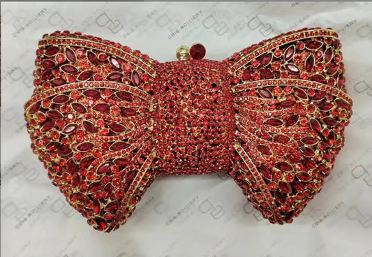 Rhinestone Green/Black Clutch Purse Bow Luxury Diamond Evening Clutches Wedding Bridal Bag