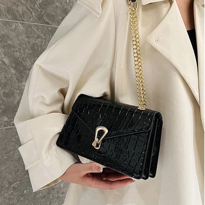 Crocodile Pattern Shoulder Bags For Women Chains Square Bag Crossbody Handbag