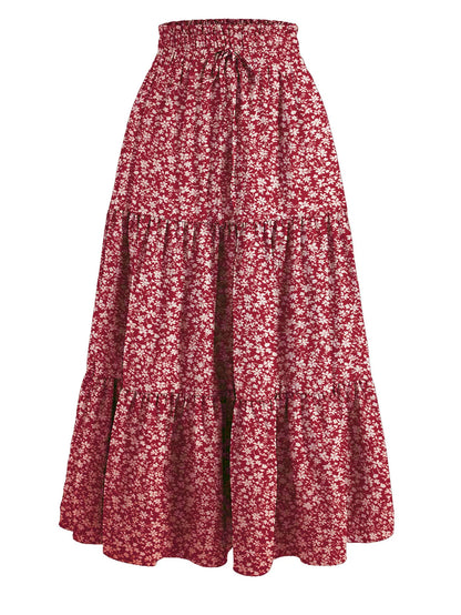 Women's Patchwork Solid Color Loose Skirt; Commuting Casual Cake Skirt; Elastic Waist Elegant Skirt