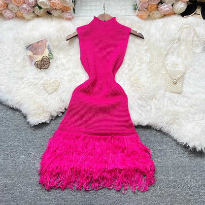 Summer Fashion Sexy Openwork Stitching Sleeveless Bodycon Party Dress