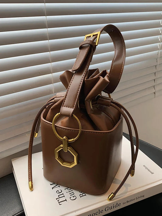 Vintage PU Leather Mini Crossbody Bag Women Commuter Handbags Solid Color Lady Square Pack