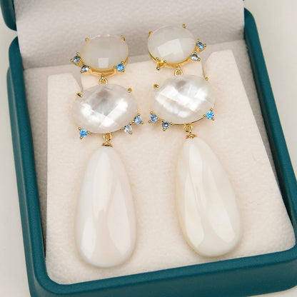Natural White Sea Shell Pearl Stud Earrings Dangle Earring Handmade Gift Earring For Women