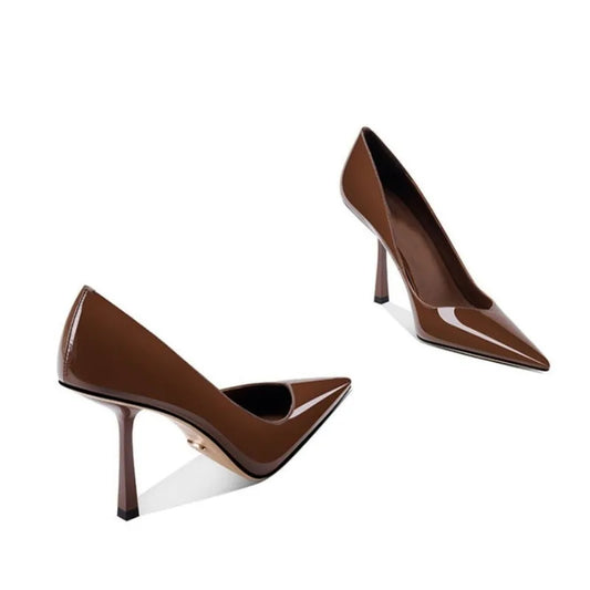 Pointed high heels sexy new patent leather shallow mouth black pumps