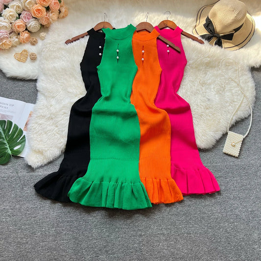 Chic Fashion Sexy Package Hips Ruffled Bodycon Dress Women Summer Dress