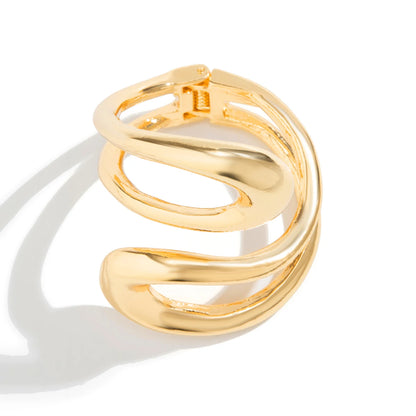 Chunky Heavy Metal Spring Cuff Bracelet for Women