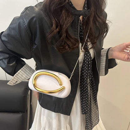 High-end Chain Shoulder Bag Exquisite Personality Round Box Elegant Crossbody Purse