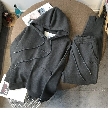 Women's Hooded Tracksuit Two Pieces Set Pants Suit Drawstring Trousers