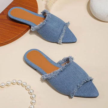 Women Flats Cowboy Slippers Summer Femme Pointed Toe Flip Flops