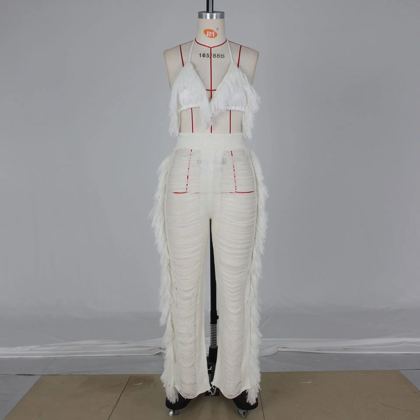 Tassel Knitted Pants Two Piece Set Resort Outfit Vacation Outfit Beach Cover Up