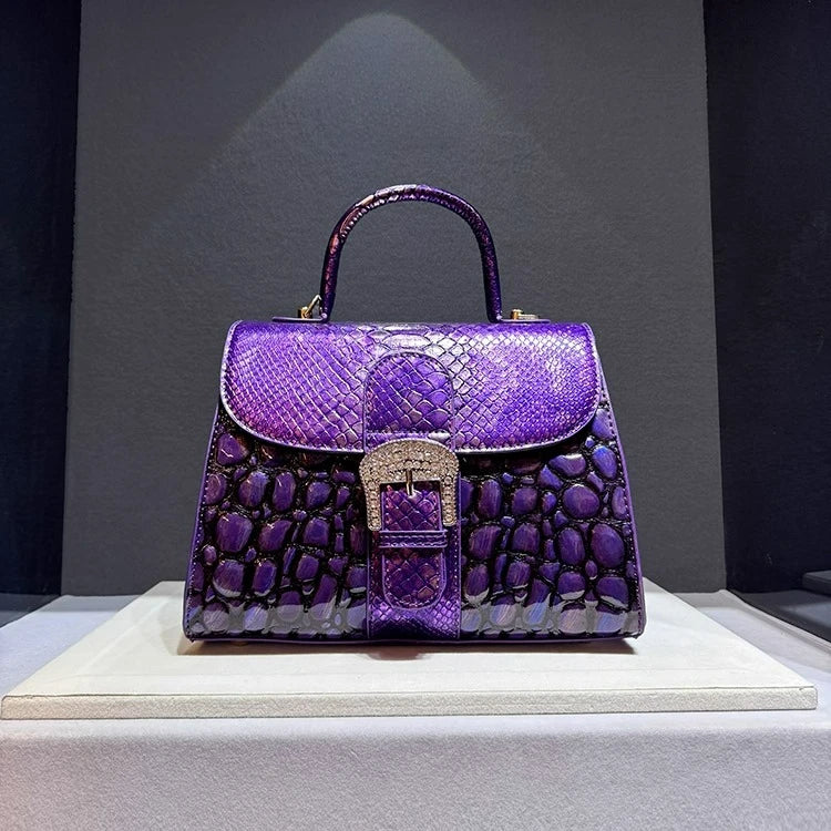 Quality Cowhide Shoulder Crossbody Bag Women's Alligator Print Handbag