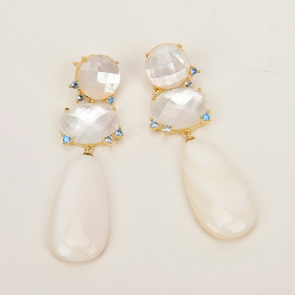 Natural White Sea Shell Pearl Stud Earrings Dangle Earring Handmade Gift Earring For Women