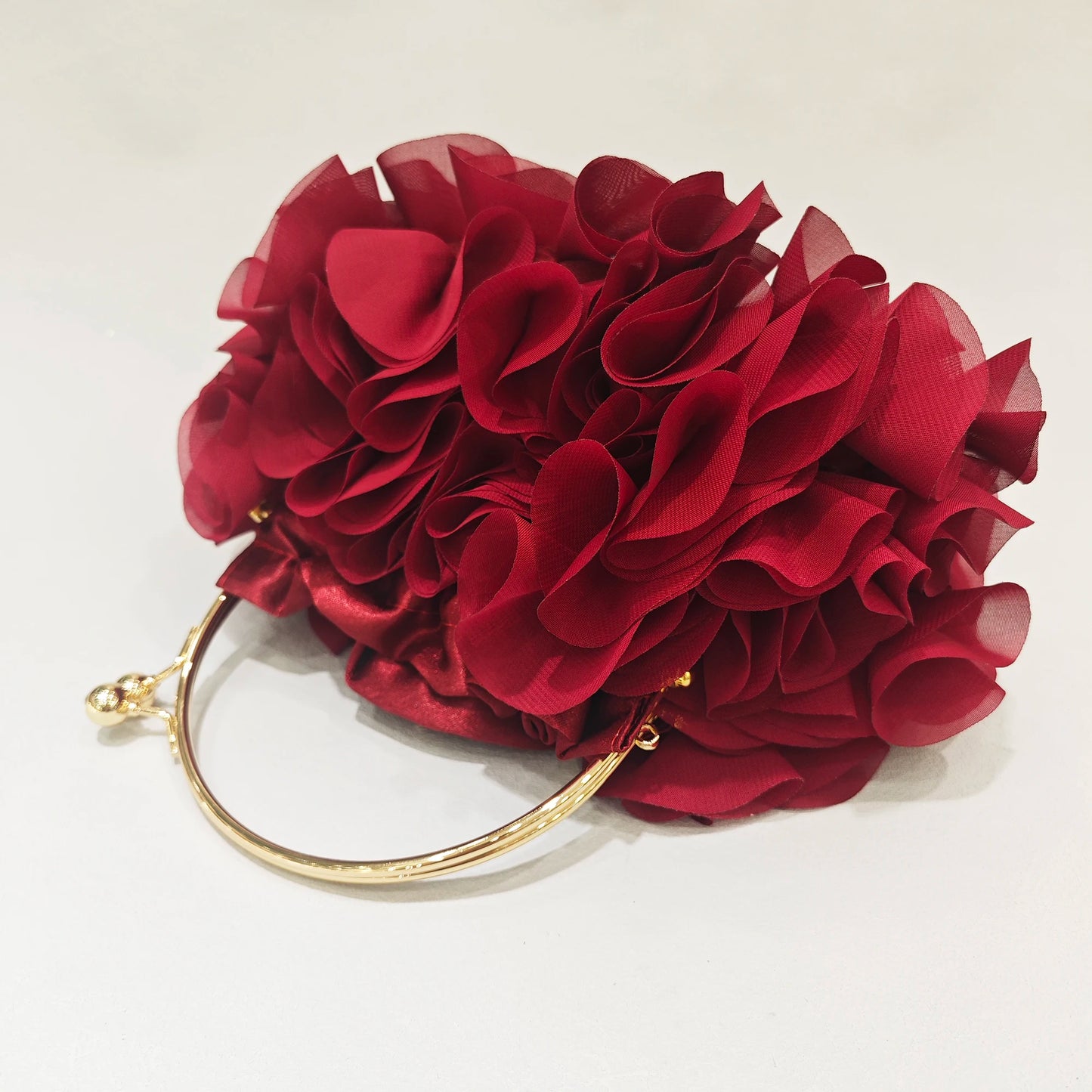 Red/White Bridal Flower Evening Clutch Bag Floral Wedding Party Purses