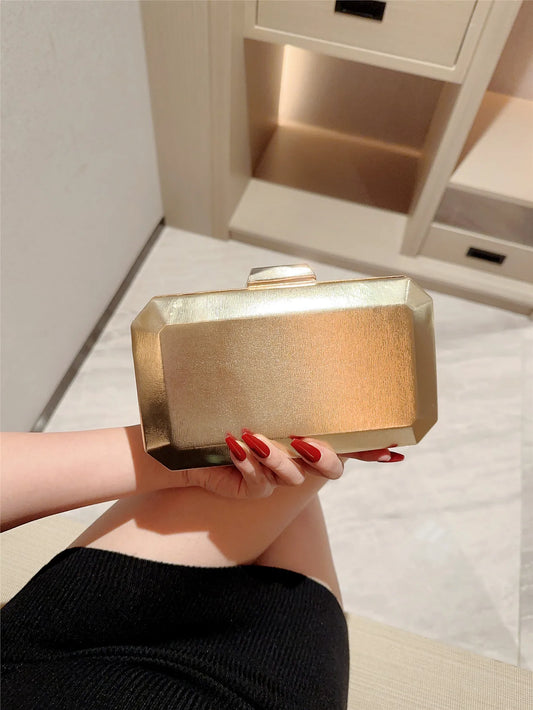 Metal Buckle Clutch Bag Square Box Bag Crossbody Chain Evening Bag