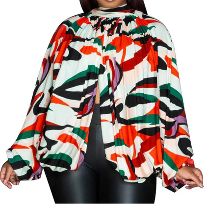 Womens Chiffon Blouse Sexy See Through Lantern Sleeve Front Back Open High Neck Blouses Tops