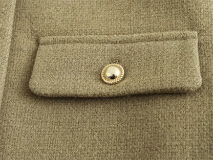 Cropped Tweed Jacket Woman Coat Button Long Sleeve Elegant Jackets For Women Short Coats Outwears