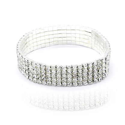 Rhinestone Multi-layer Crystal Elastic Chain Tennis Anklet For Women