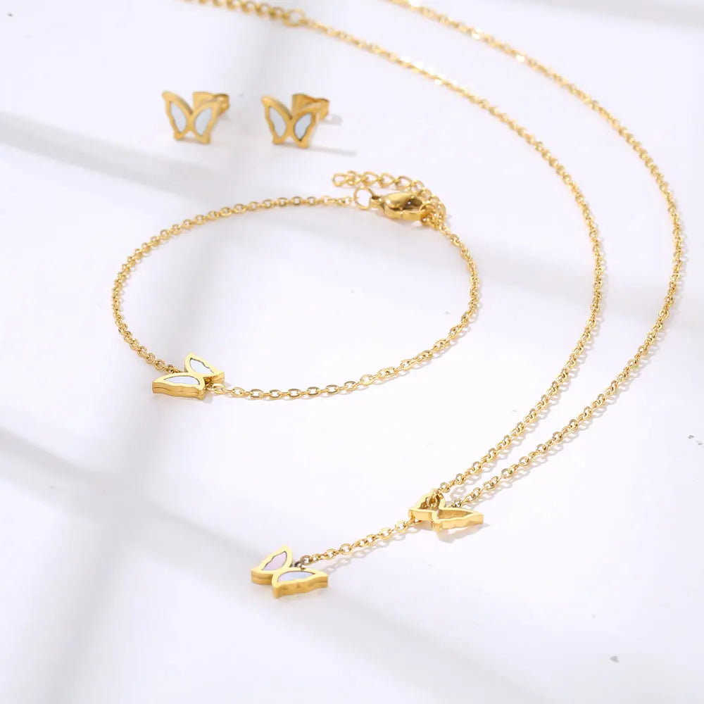 Stainless Steel Necklaces set Light Luxury Elegant Delicate Geometry Pendant Charm Chain Necklace For Women