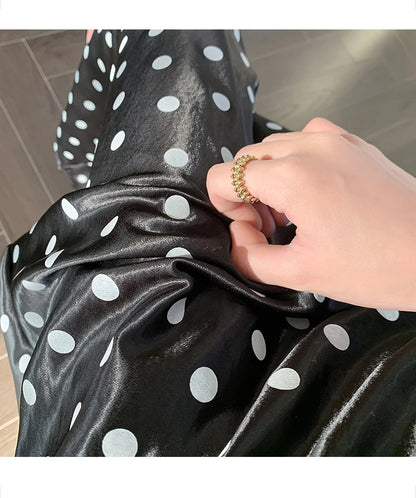 Polka Dot Satin Skirt Women's High Waist Versatile Elegant Dot Long Skirt