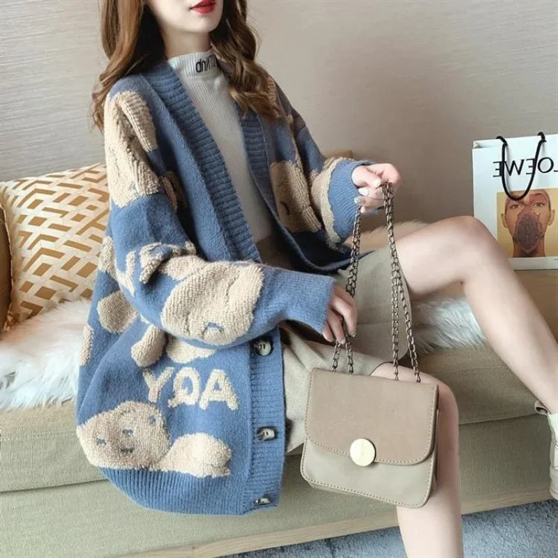 Cardigan Women New Fashion Casual Sweater Jacket Loose Knitting Warm Cardigan