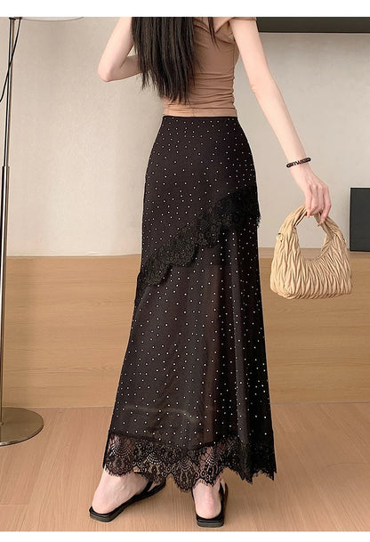 Polka Dot Lace Skirt Printed Women's Wrap Skirts for Women