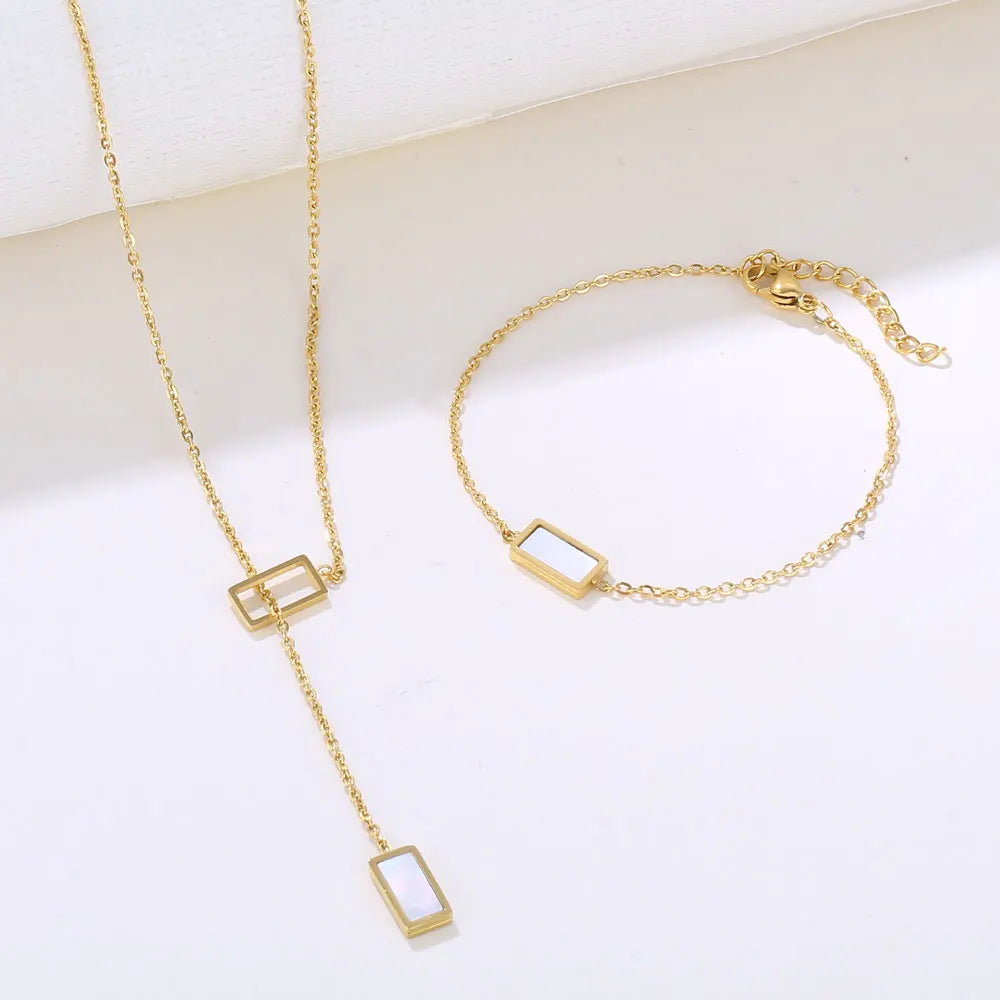 Stainless Steel Necklaces set Light Luxury Elegant Delicate Geometry Pendant Charm Chain Necklace For Women