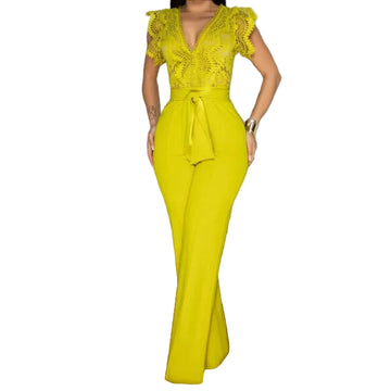 Women's Jumpsuit Lace Splice Sleeveless One-Piece Swimsuit