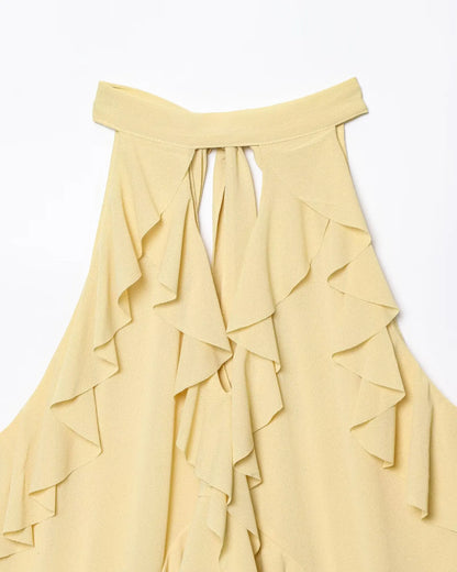 Summer Top Women Halter Blouse Ruffles Thin Causal Chic Tops