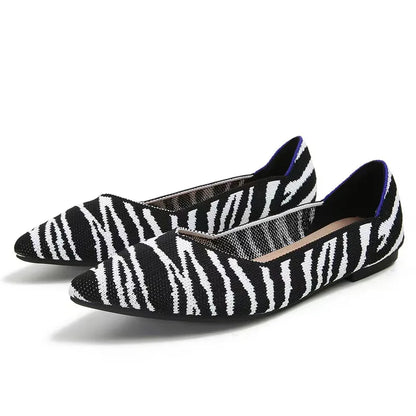 Women's leisure flat shoes pointed knitting elastic comfortable shoes