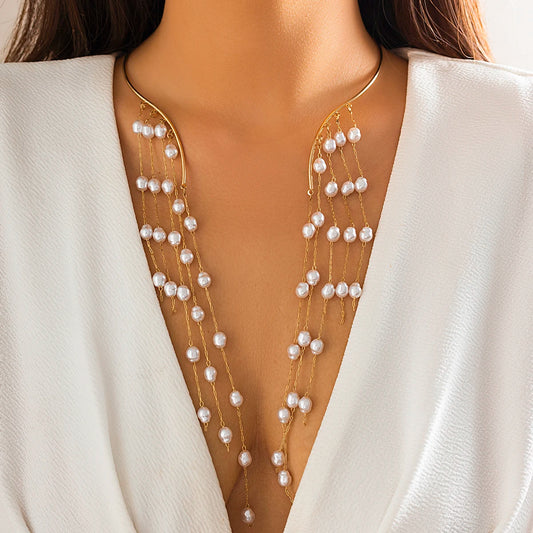 Sexy Goth Long Tassel Star Crystal Sequin Pendant Necklace
