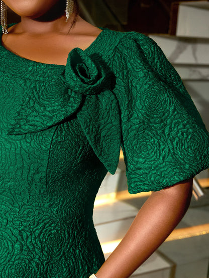 Women Plus Size Jacquard Dress A-Line Party Banquet Dress Cocktail Dress