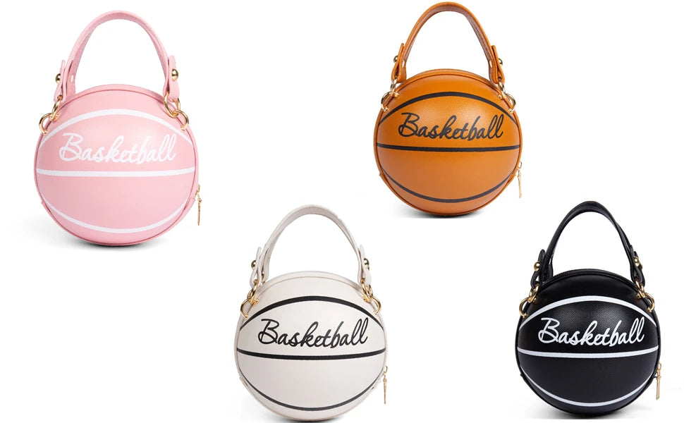 Basketball Shaped Crossbody Bag, Trendy Y2K Chain Shoulder Bag
