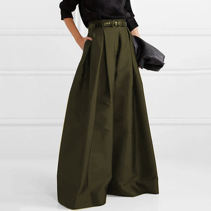 Urban Casual Loose High Waisted Solid Color Wide Leg Pants For Women Office Pants