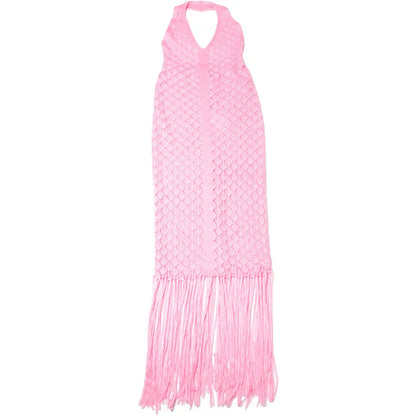 Sexy Deep V Neck Halter Tassel Women Knitted Long Bodycon Dress Maxi Dress