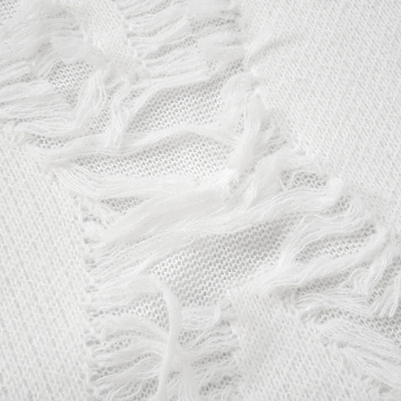 Tassel Oversize Knitted Sweater For Women Autumn Jumpers
